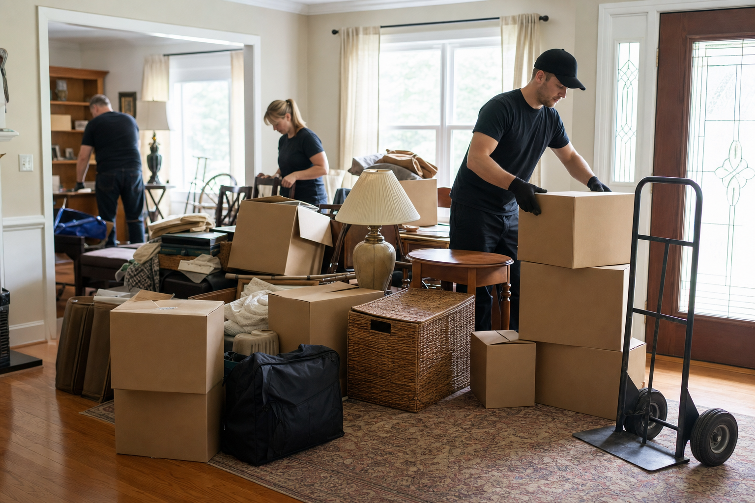 Example estate cleanout with sorted boxes and furniture being loaded